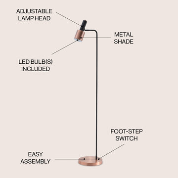 Brady 59.50" Metal LED Task Floor Lamp - JONATHAN Y
